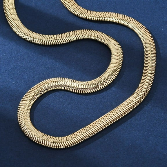 Rack Plating Brass Herringbone Chains Necklace for Men Women Cadmium Free & Lead Free Real 18K Gold Plated 17.87 inch(45.4cm)