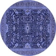 thumbnail image 1 of Ahgly Company Machine Washable Indoor Round Oriental Blue Industrial Area Rugs, 8' Round, 1 of 4
