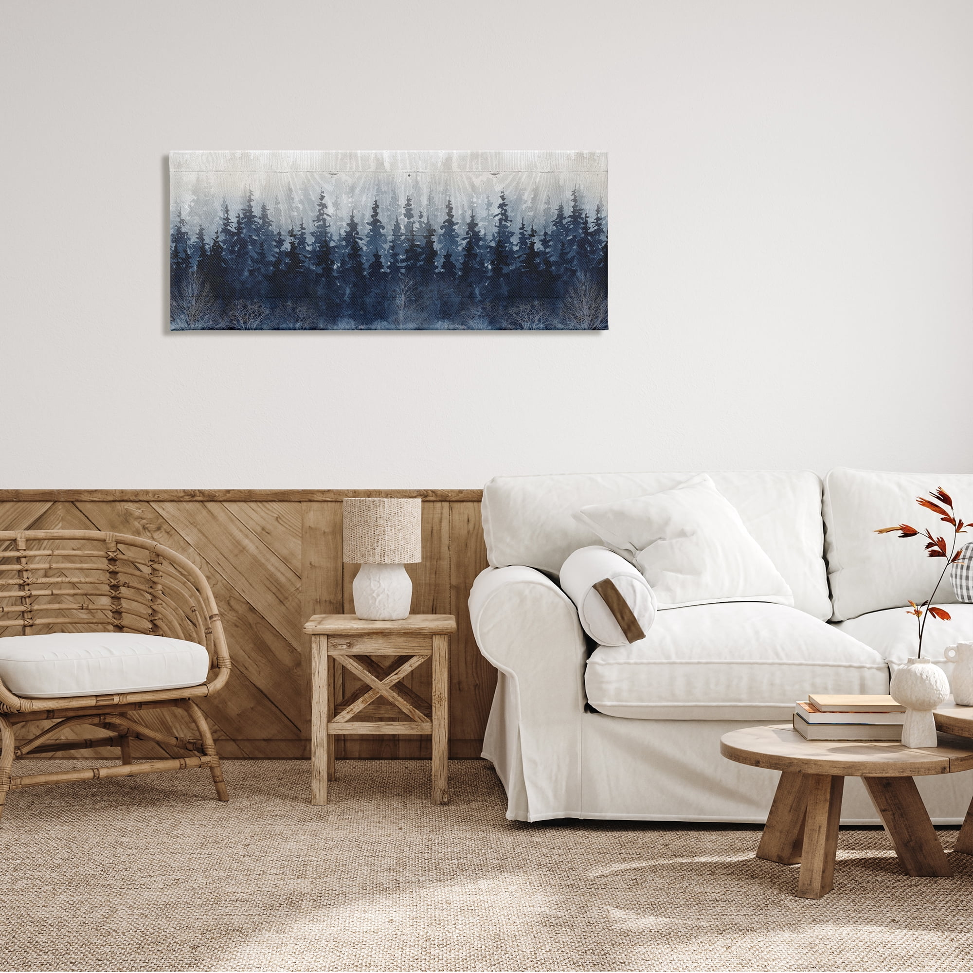 Stupell Industries Rustic Blue Forest Tree Line Fir Woodland, 48 x 20,Design by Carol Robinson