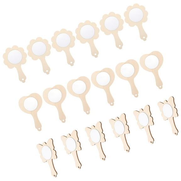 OUNONA DIY Wooden Mirror Set of 18 Unpainted for Crafts and Travel Perfect for Decor and Kids Activities