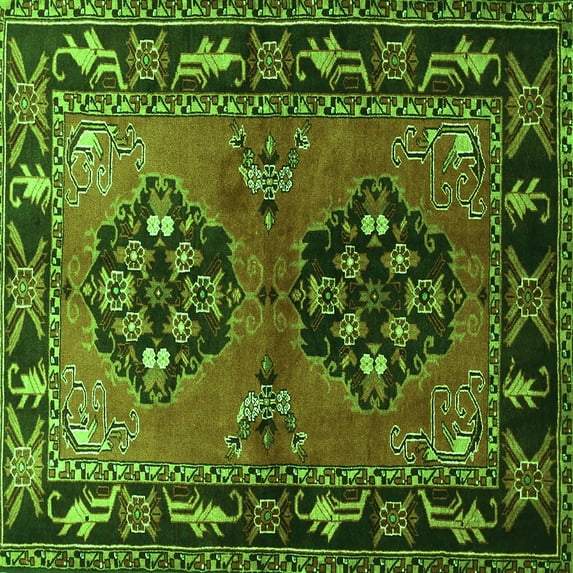 Ahgly Company Indoor Square Persian Green Traditional Area Rugs, 3' Square