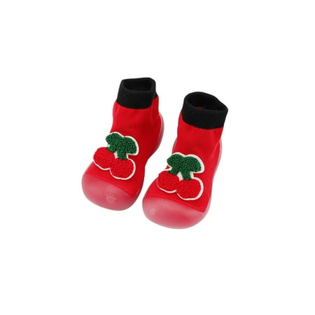 

Baby Socks Fruit Embroidered Walkers Shoes Indoor Elastic First Toddler Baby Shoes