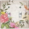 thumbnail image 1 of Metal Light Switch Plate Cover Vintage Flower Wreath Butterfly Tile FLW107, 1 of 13