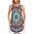 thumbnail image 1 of Fotbe Colorful With Blue Oriental Vestido de Verano sin Mangas para Mujer – Vestido Midi Línea A, Estilo Camiseta Floral, Vestido Playero Casual y Fluido, 1 of 7