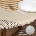 thumbnail image 4 of Bohemian Round Fitted Table Cover Morandi Color Simple Style Abstract Waterproof Table Cloth with Elastic Edge Wipeable Tablecloth for Picnic Camping Party Fits 36"-44" Diameter, 4 of 8
