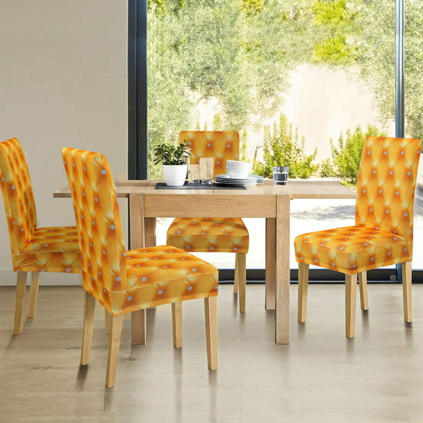 3d Pattern Spandex Stretch Short Chair, Yellow Parsons Chair Covers