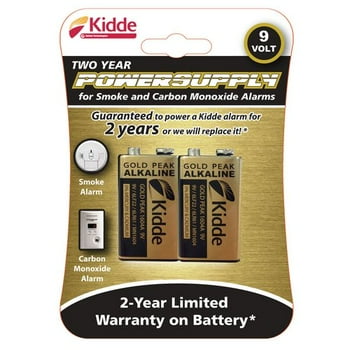 Kidde 9-Volt Smoke Detector Replacement Battery, 2 Count