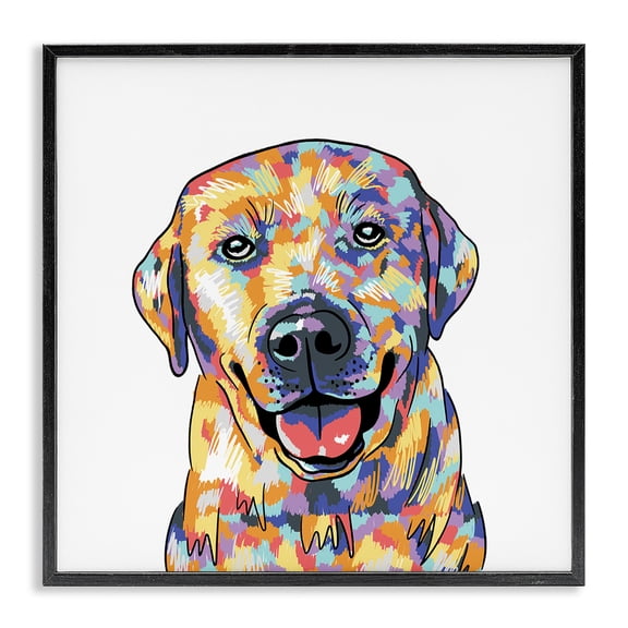 Stupell Industries Modern Labrador Portrait Modern Hues Black Framed Giclee Art, 12 x 12, by Masey St. Studios