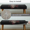 thumbnail image 5 of POLERO Death Skull Rose Print Rectangle Bench Covers Stretch Washable Long Dining Bench Seat Cover Slipcover with Elastic Edge Removable Cushion Protector for Bedroom, Living Room, 5 of 7
