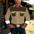 thumbnail image 2 of Fashion YLSDY Mens Stylish Shirts Long Sleeve Button Up Work Pearl Snap Shirts Stretch Gothic Collared Cowboy Vintage 80s Outfits Khaki L, 2 of 6
