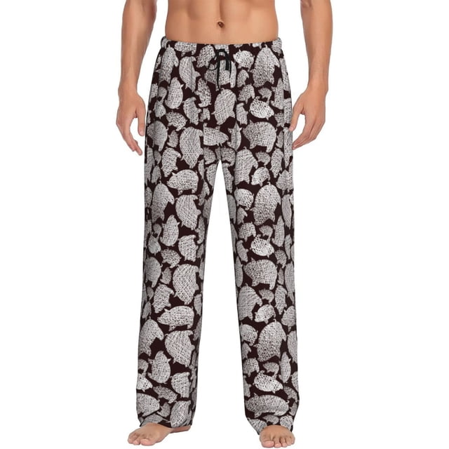 Fotbe Hand Drawn Pig Pantalones de Pijama para Hombre, Pantalones de Dormir, Pantalones de Casa con Cintura Ajustable y Bolsillos-Small