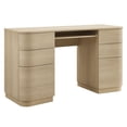 thumbnail image 2 of Mirae 55" 6-Drawer Curved Office Desk in Brushed Light Oak, 2 of 10