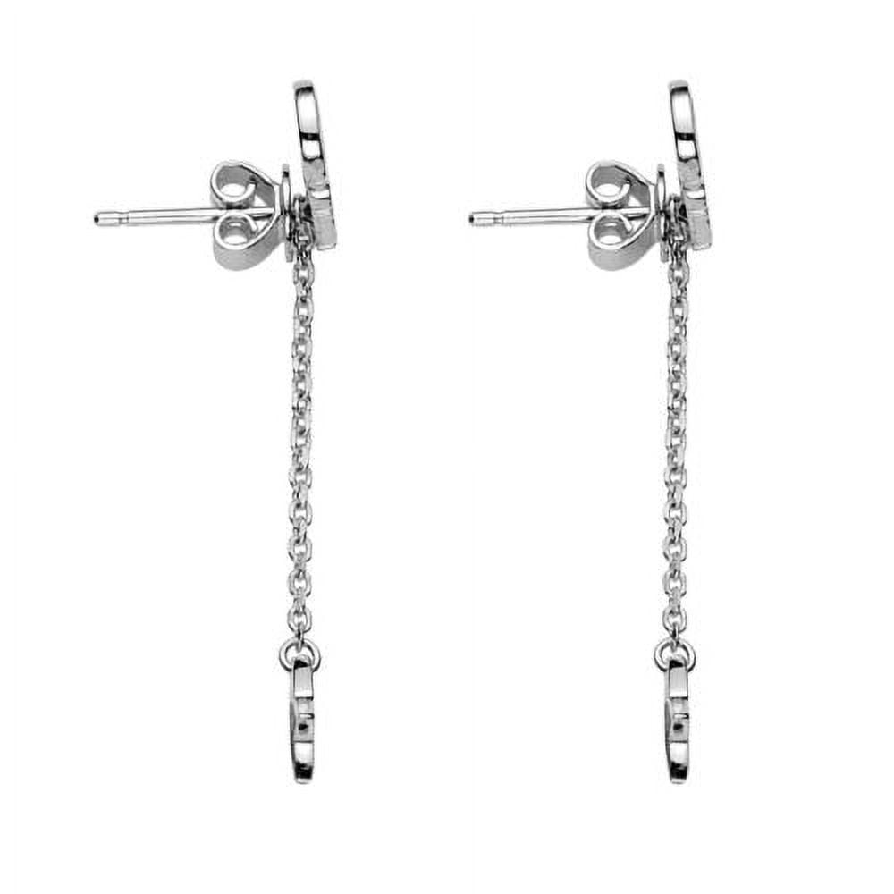 Personalized Planet Women's Sterling Silver Name with Moon Charm Dangle Crawler Earrings