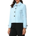 thumbnail image 4 of REFINED ATTIRE Abrigo corto de mujer con solapa, cierre de botón de un solo pecho, color azul claro, talla XL, 4 of 6