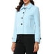 thumbnail image 4 of REFINED ATTIRE Abrigo corto de mujer con solapa, cierre de botón de un solo pecho, color azul claro, talla XL, 4 of 6
