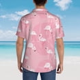 thumbnail image 4 of Kll Men'S Hawaiian Shirt Short Sleeve Button Down Beach Shirts-Pink Flamingos And Flowers, 4 of 7