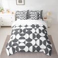 thumbnail image 3 of Castle Fairy Tribal Split Circle Full Size Bedding Sets 7 Pieces,Minimalism Curved Full Size Bed in a Bag,Charcoal White,Reversible, 3 of 7
