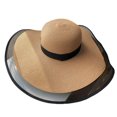 thumbnail image 1 of Women Hat Braided Wide Brim Bohemia Mesh Patchwork Sun Protection Beach Cap for Outdoor, 1 of 10