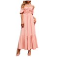 thumbnail image 4 of Femmes Robes de Bal Élégant Fluide Manches Courtes Maxi Robe Longue Mariage Invité Robe de Soirée Robes de Retour, 4 of 8