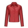 thumbnail image 7 of Ashirexll Leather Jacket Women Fall Oversized Short Thin Faux Leather Casual Jacket Fashion Motorcycle Bike Coat Red XXL, 7 of 7