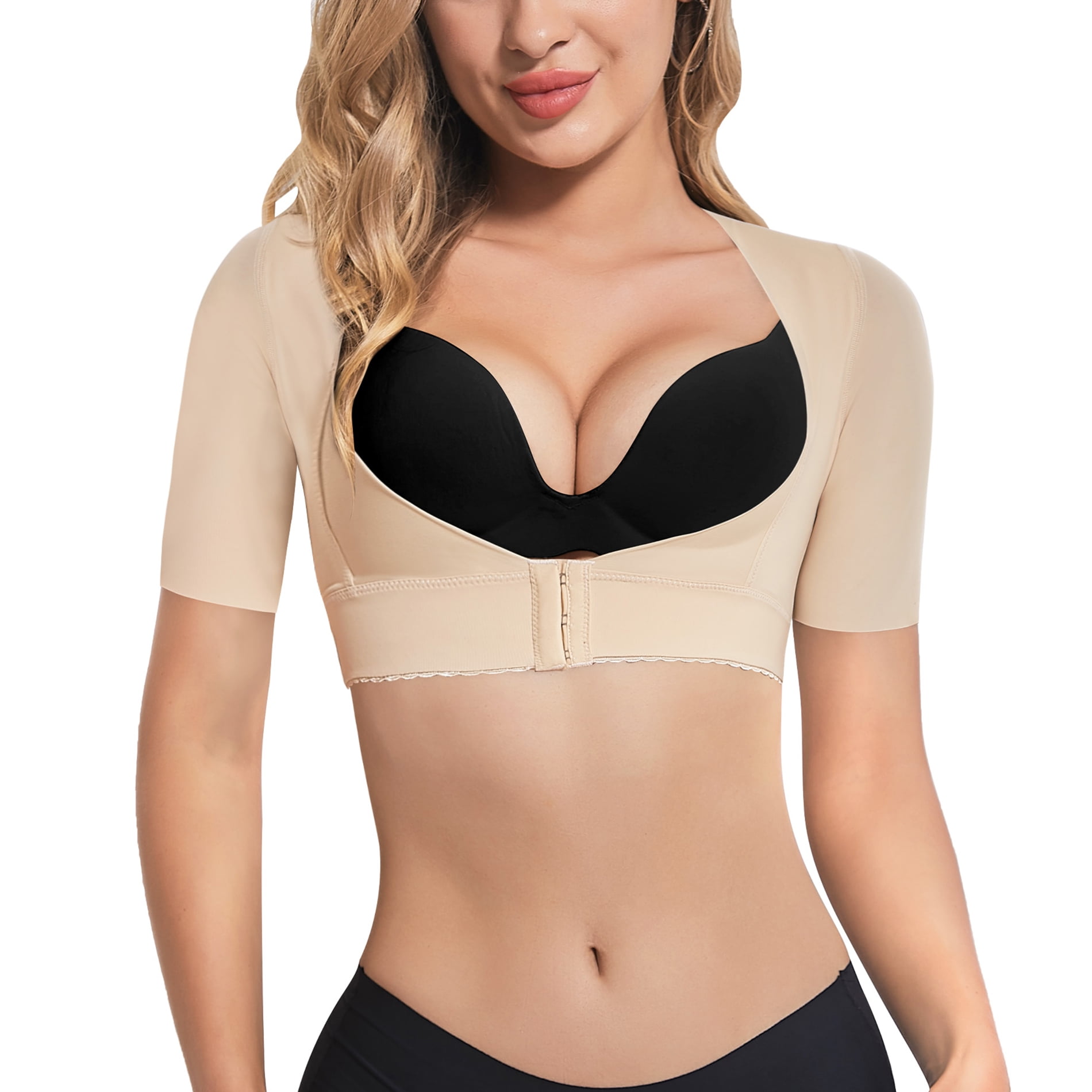 Eleady Women Slimmer Upper Arm Compression Post Surgery Posture Corrector Lift Breasts Vest Shapewear Shaper Tops(Beige Medium)