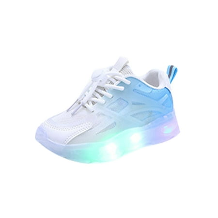

Ritualay Kids Running Shoe Comfort Sneakers Sport Athletic Shoes Fashion Lightweight Trainers Walking Gym Breathable White Blue 2.5Y