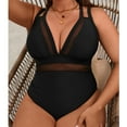 thumbnail image 4 of Lopeceal Women's Plus Size Tummy Control Bathing Suit Contrast Mesh Sexy One Piece V Neck Swimsuit, 4 of 8