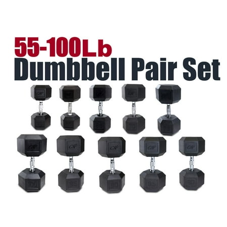 CAP Barbell 1550-lb Rubber Hex Dumbbell Weight Set
