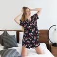 thumbnail image 5 of Fuzoiu Rose Flowers Print Women's Short-Sleeved Pajama Set,Lounge Sleepwear Set,Womens Pajama Sets 2 Piece,Button-Up Top and Shorts with Pockets-Large, 5 of 7