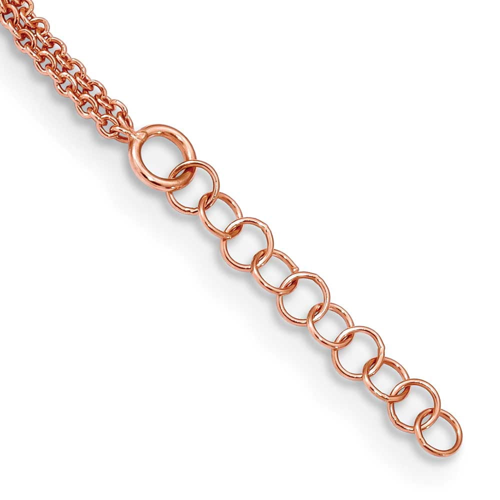 Sterling Silver Rose-tone Polished Heart 9in Plus 1in Anklet QG4186