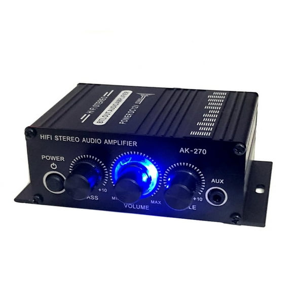 Zxpjkyu 12V 2A Audio Amplifier 2-Channel Audio Bass Treble Input 3.5mm AUX Power Speakers for Desktops Ceiling Wall Bedrooms Home