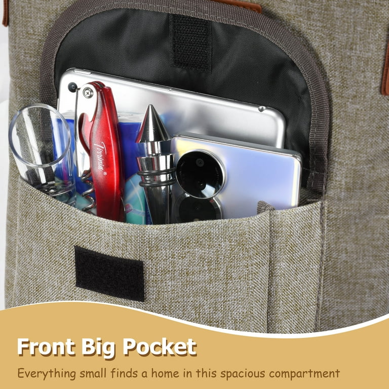 Tirrinia Insulated 2-Bottle Wine Tote w/ Front Pocket Leakproof