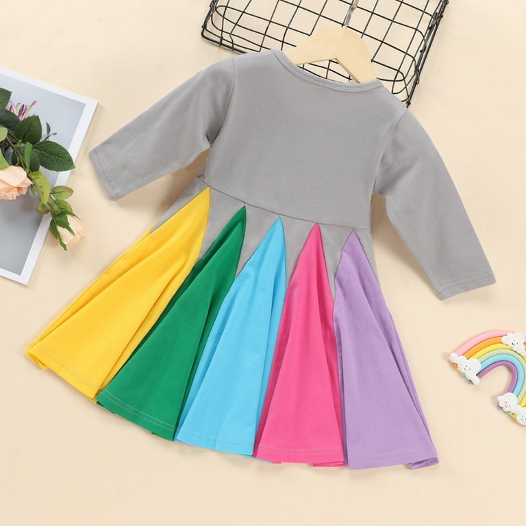 Gyratedream 1-6T Baby Girls Cotton Long Sleeve Rainbow Patchwork Jersey Dress Casual Dress - Walmart.com Gyratedream 1-6T Baby Girls Cotton Long Sleeve Rainbow Patchwork Jersey Dress Casual Dress - Walmart.com