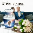 thumbnail image 4 of JAGASY Tiger Keepsake Urns for Human Ashes Adult Female, Blue Small Urns for Human Ashes, Water & Cloudy Sky Decorative Urn, Burial Mini Urn for Brother & Sister, (3 Inch), 4 of 7