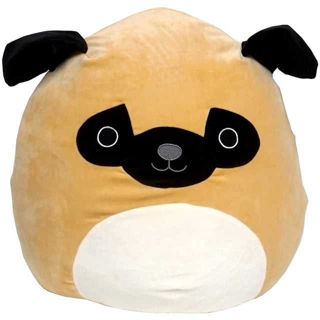 Peluche oficial de Squishmallows, Kellytoy Prince Pug Dog, 20 cm