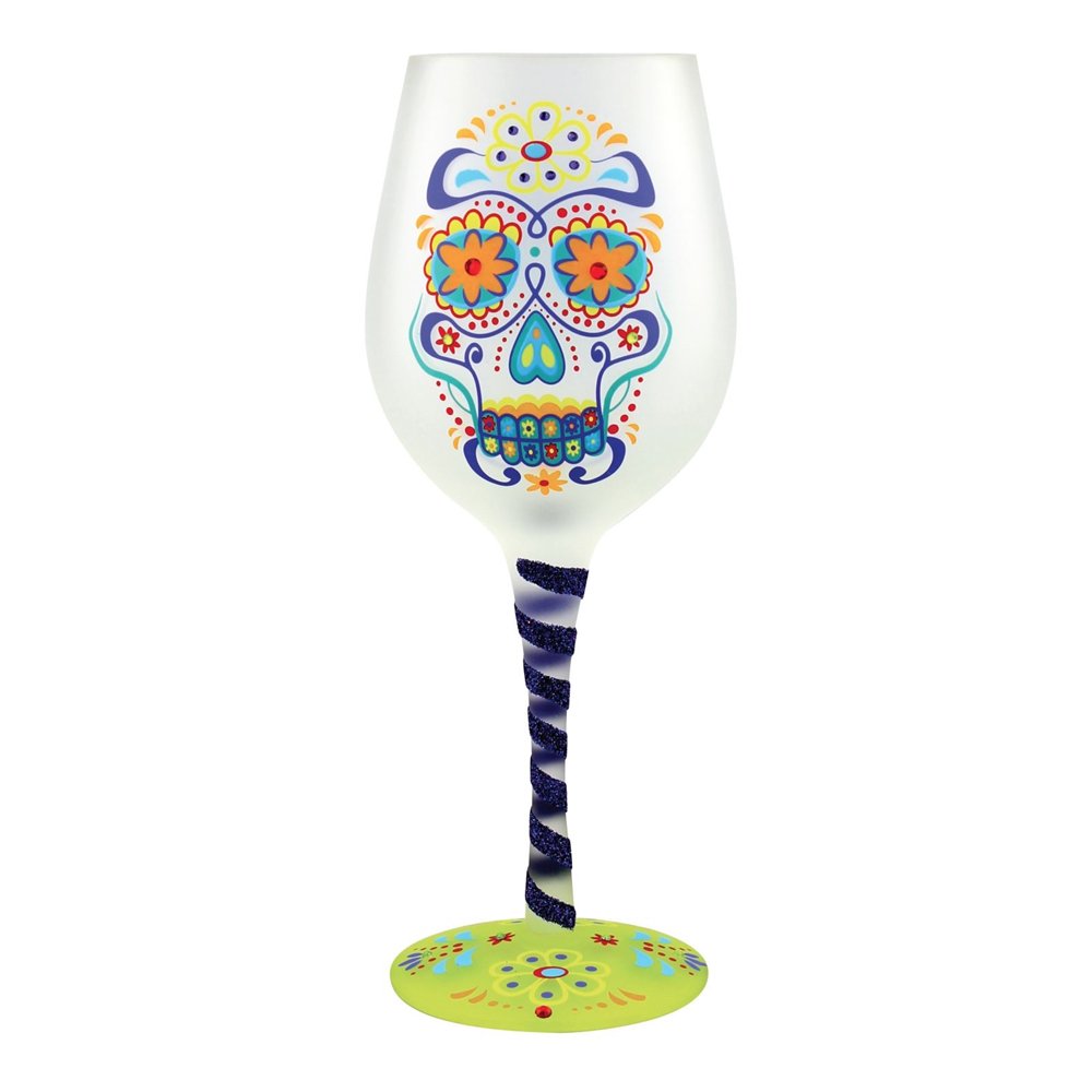 Sugar Skull Wine Glass 15oz