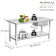 thumbnail image 6 of Dextrus 72" X 24" Stainless Steel General Purpose Table with Drawer, 6 of 8