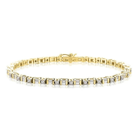 baguette tennis bracelet diamond 14k ct cut round yellow gold dialog displays option button additional opens zoom