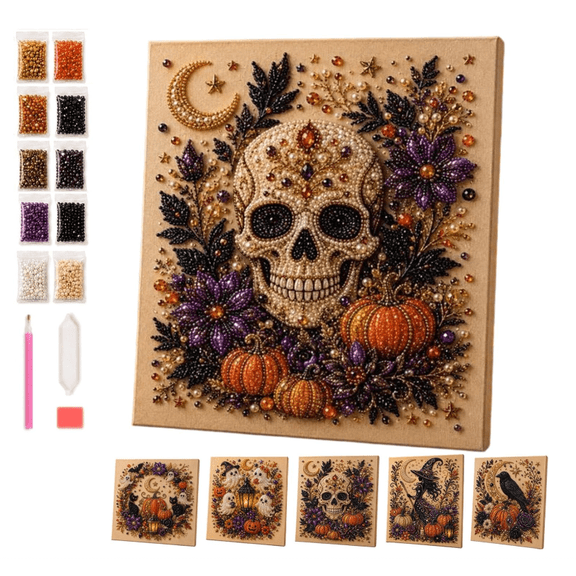 Halloween Ghost Pearl Art DIY Kit, Diamond Art (Style A) Spooky Cute 3D Pearl Diamond Painting Crafts Kits for Adults, DIY Fall Home Decor Wall Art
