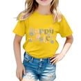 thumbnail image 1 of PMVFHDE T-Shirt pour Filles T-Shirts Graphiques Mignons Hauts d'Été pour Filles Enfants Pâques T-Shirt Graphique Mignon Col Rond Manches Courtes T-Shirt Décontracté d'Été Jaune, 4-5 Ans, 1 of 4