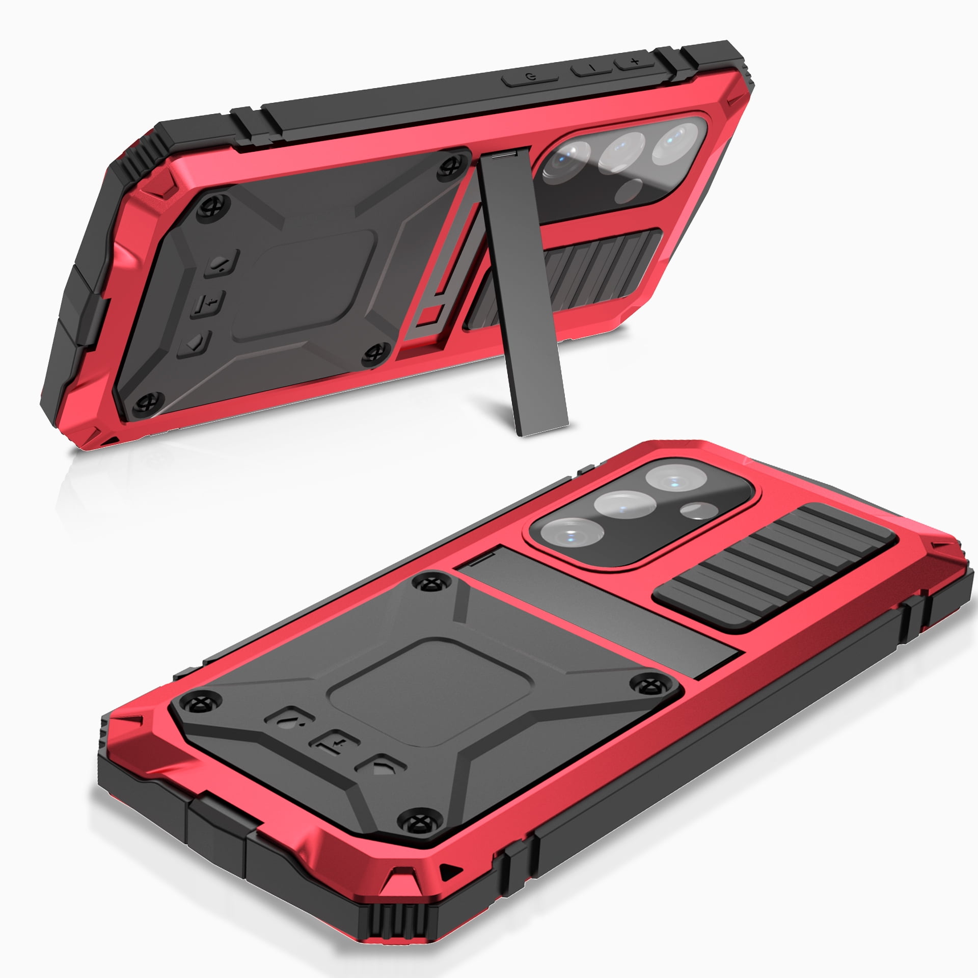 for Samsung Galaxy S25 Plus Metal Case, with Kickstand Screen Protector Case Sturdy Military Armor Durable Full Body Heavy Duty Shockproof Drop Tested Outdoor Case for Galaxy S25 Plus - Red