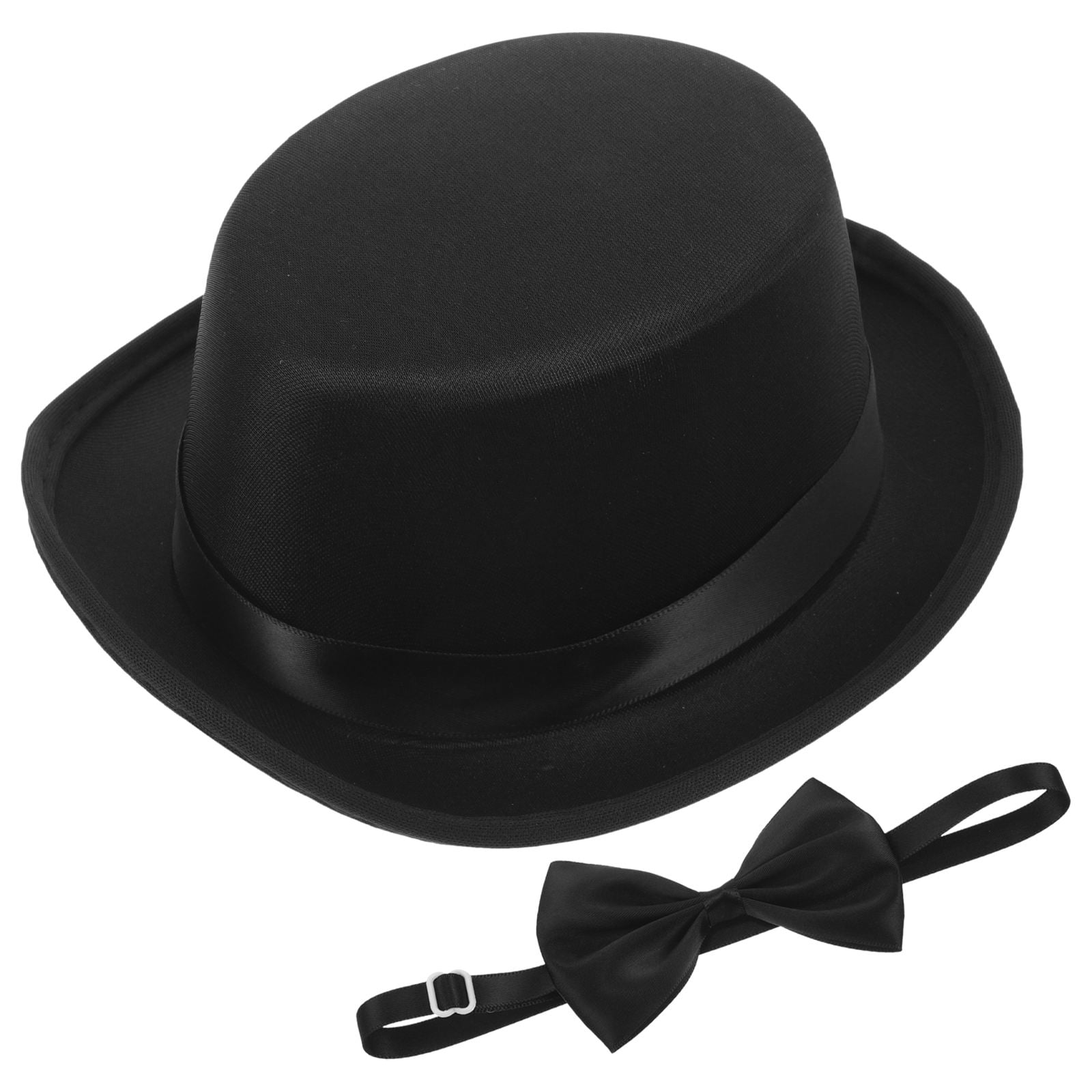 HAMPPLIES 1Set Soft Black Pet Hat and Bow Tie Set for Dog and Cat Decorative Festival Wear