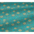 thumbnail image 4 of oneOone Cotton Jersey Turquoise Green Fabric Leaves & Flower Floral Sewing Material Print Fabric By The Yard 58 Inch Wide, 4 of 4