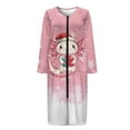 thumbnail image 3 of Yuyamidu Axolotl Robes for Women Christmas Zipper Front Loungewear Snowflake Long Sleeve Robe for Women After Shower Cute Pink Ladies Bathrobe Sleepwear Size S, 3 of 7