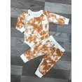 thumbnail image 2 of 2 PCs Newborn Tie-dye Print Outfits, Infant Long Sleeve Round Neck Romper and Drawstring Trousers Set, 2 of 4