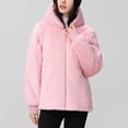 thumbnail image 4 of Women's Jacket Solid Color Long Sleeved Detachable Reverse Waist Thick And Loose Hooded Winter Mid Length Clothing Long Sleeve Parkas Cute Fall Outfits for Women,Womens Lightweight Jackets L, 4 of 4
