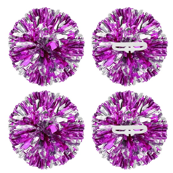 Pompones metálicos Uxcell para animación, con anillos de mango, ideales para deportes de equipo, danza y animación en fucsia y plata