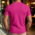 thumbnail image 4 of EANJE Men's T-Shirt Short Sleeve Crew Neck T-Shirt Casual Solid Color Outdoor Running Sports Breathable Tees or Daily Workout Wear Hot Pink L, 4 of 7