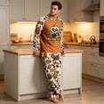 thumbnail image 3 of DORKASM Men's Halloween Pajamas Sets 2 Piece Long Sleeve Loungewear | Breathable Pj Shirts & Soft Cozy Halloween Pajama Pants with PocketsPumpkin Graphic Sleepwear Beige S, 3 of 5