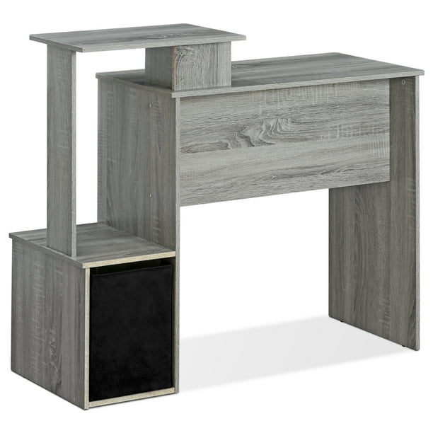 Furinno Econ Multipurpose Home Office Computer Writing Desk with Bin, French Oak Grey